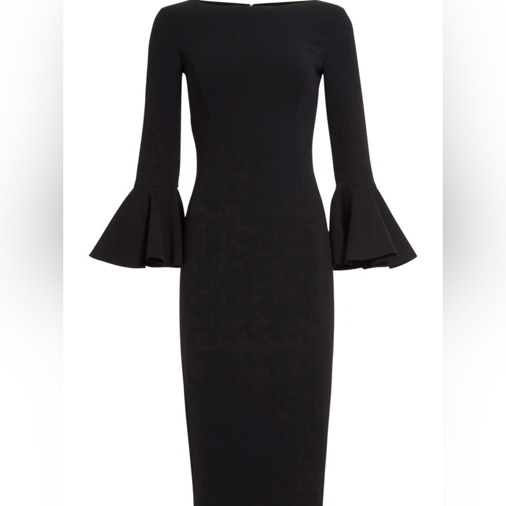 Michael Kors Dark Sheath Dress with Bell Sleeves